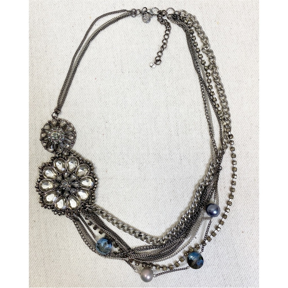 SIMPLY VERA VERA WANG MULTISTRAND CHAIN NECKLACE WITH CRYSTAL & RHINESTONE BEADS - Picture 4 of 6